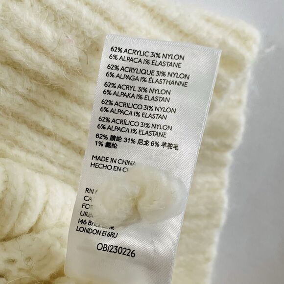 Anthropologie Bia Sweater S Cream Mock Neck Fluffy Cable Chunky Knit Puff Preppy - Picture 13 of 14